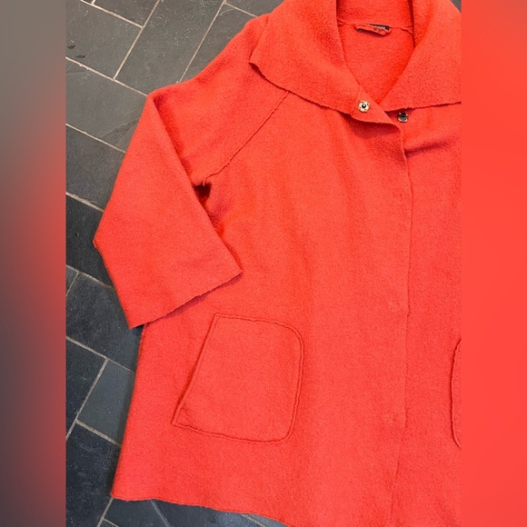 Eileen fisher wool sweater coat burnt orange size large - Picture 4 of 5